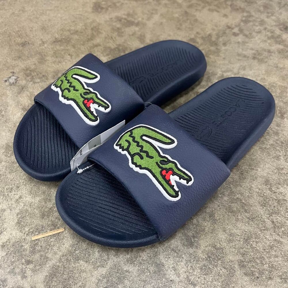 Lacoste Men's Navy and Blue Slides